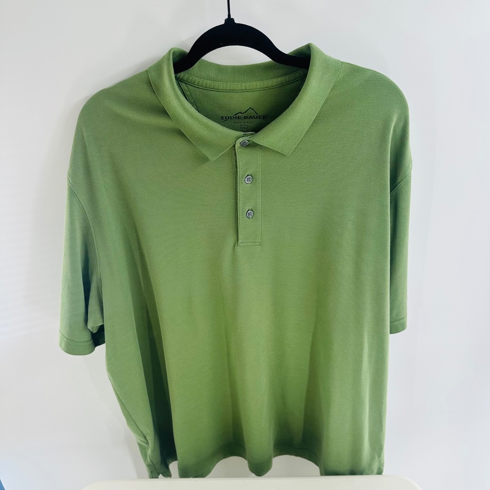 Eddie Bauer Polo Shirt Moisture Wicking Short Sleeve Casual Green XXL